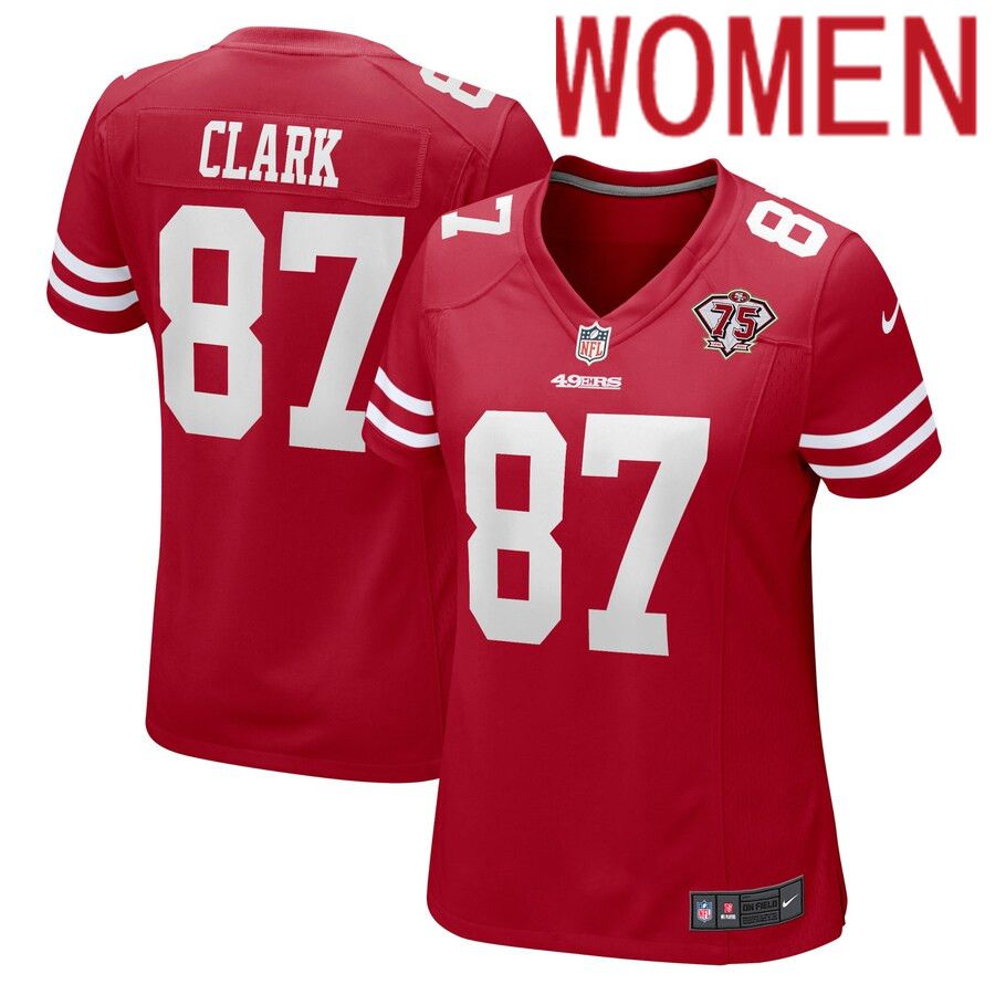 Women San Francisco 49ers #87 Dwight Clark Nike Scarlet 75th Anniversary Retired Player Game NFL Jersey->women nfl jersey->Women Jersey